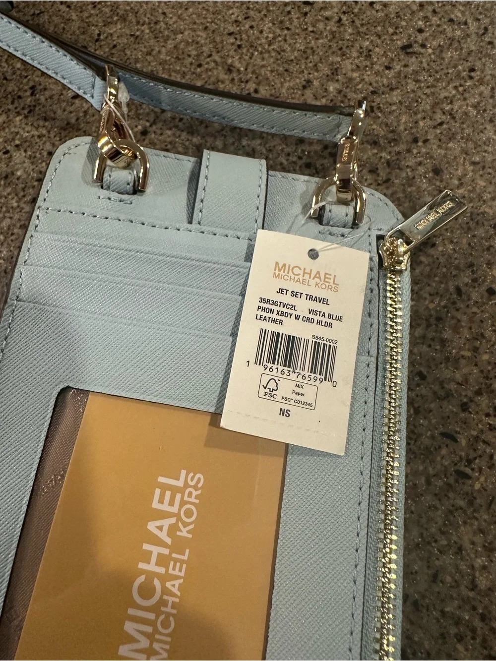 Michael Kors Light Blue Crossbody Card Case with ID Window